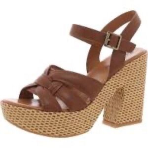 Korks By Kork Ease Dee NWOT Brown Leather Woven Wedge Platform Sandals Sz 11‎